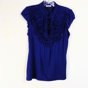 Anthropologie| Aryn K. Ruffled Front Tee Navy B20